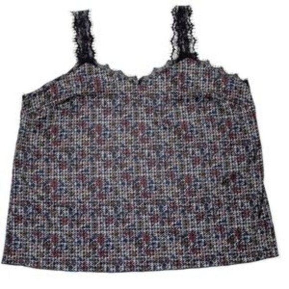 Jessica Simpson Perry Abstract Print Tank Top/Cami W/ Lace Straps Size 3X - Picture 1 of 12